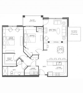Elmwood & Elmwood+ Apartment Floor Plan - Two Bedroom pLayout